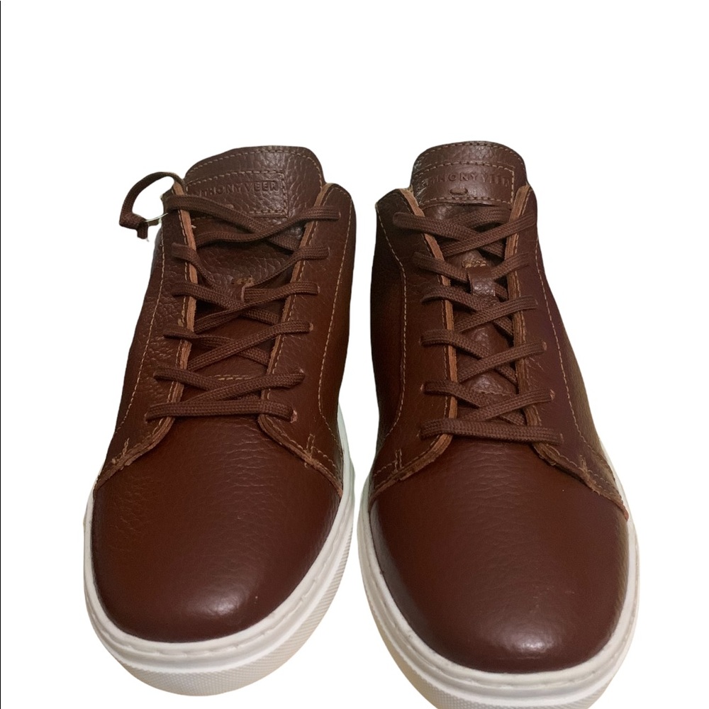 Anthony Veer Sporty Lace Up Leather Designer Sneakers Brown 14M 100% Leather